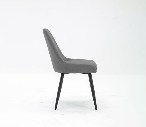 Image of Finch Fox Morris Glam Comfortable Fabric Upholstered Padded Living Room Side Dining Chair for Cafeteria Bedroom, Restaurents, Home, Office with Black Metal Legs in Dark Grey Color (Set of 4)