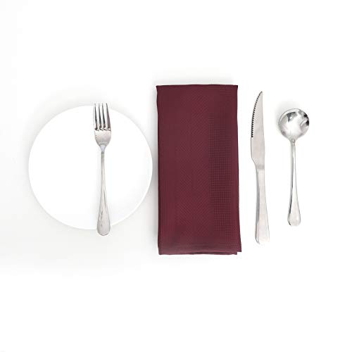 Randall Waffle Stripe Napkin Set Of 4 (19“×19"), Solid Washable For Christmas Dining, Wedding Or Party, Wine Red #TOP6