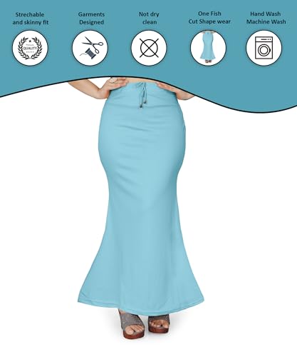 Image of Mogsa Women's Lycra Fishcut Saree Shapewear Petticoat - Tummy Control Slim Fit Stretchable Shaper Skirt with Drawstring & Side Slit for Sarees