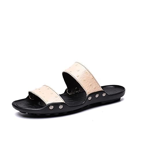 Slide Sandals For Men Microfiber Leather Rivets Closure PU Leather Fixed Strap Non-slip Casual Slide Sandal
