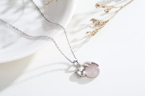 Miniatura 3 de Vadmans Cat Collar De Plata De Ley 925 Colgante De Cuarzo Rosa Joyería Para Mujeres Cat Lover Regalos