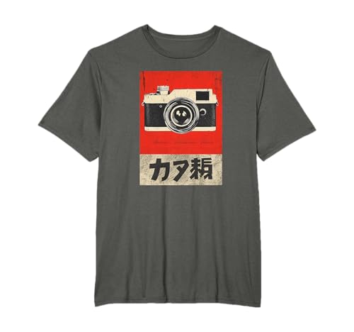 Vintage Japonés Cámara SLR Analógica Retro Fotógrafo Kanji Camiseta