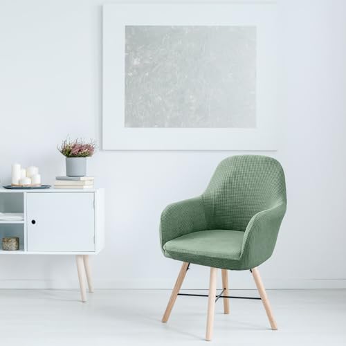 Stuhlhussen mit Armlehne Samt, Sessel Schonbezug MaisköRner, Elastischer Stuhlbezug, Stuhlhussen Bezüge Universal, Bezug Stuhl Abnehmbare für Esszimmer Wohnzimmer Hochzeit Deko (Erbsengrün)