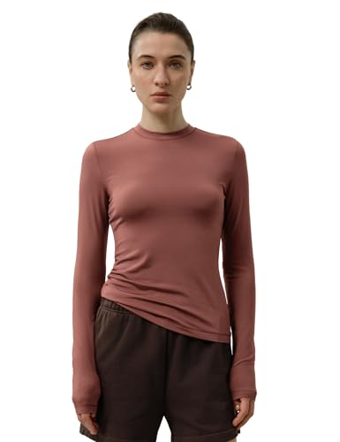 Image of LilySilk Women Silk Breeze Jersey T-Shirt Long Sleeves Slim Fit Tee Ladies Soft and Stretch Round Neck
