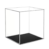 JOYOLA Acryl Vitrine, Klein Acryl Vitrine Schaukasten Transparent Staubdichte Display Case mit Schwarz Boden Display Box, für Actionfiguren Heimaufbewahrung Sammlerstücke (15×15×15 cm)