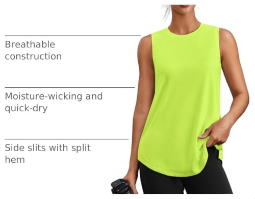 Image of PINSPARK Workout Tank Tops for Women UPF 50+ Side Slits Athletic Gym Shirt