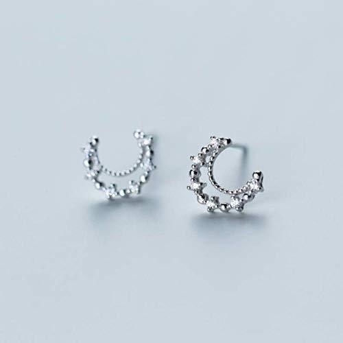 Boucles d'oreilles lune argent S925 et diamant pour femme au style coréen raffiné
