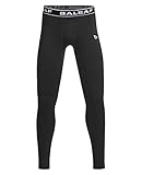 baleaf Boys Fleece Compression Leggings Youth Pants Kids Tights Football Basketball Baseball Sports Cold Weather Gear Black Size S