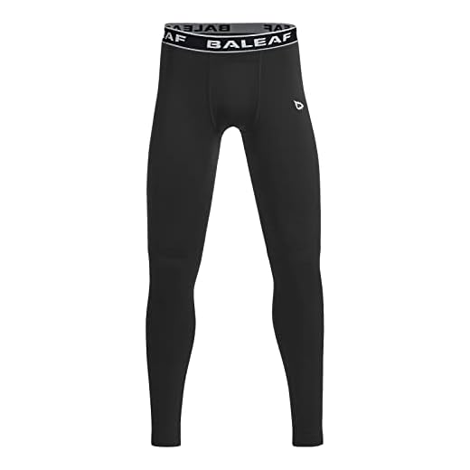 BALEAF Youth Boys' Compression Thermal Baselayer Sport Basketball Tights Fleece Lined Leggings Black Size M
