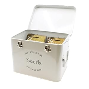 Gardening Naturally Seed Box Seed Packet Storage Tin Store Seed Packets (French Grey)