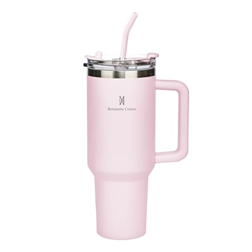 Romantic Crown Copo Térmico com Canudo Tampa e Alça 1,18L, Copos Garrafas Termico para via...