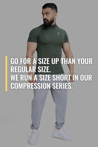 Image of Men Half Sleeves Slim Fit Compression High Neck Sports and Gym Tshirt