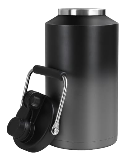 Image of Insulated Water Bottle,1 Gallon Jug with Handle, 128oz Stainless Steel, Large Water Wide Mouth Bottle for Hot & Cold Drinks, Ideal for Travel, Camping, Family (Gray)