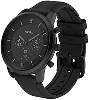 Fossil Neutra Gen 6 Hybrid 44mm Stainless Steel and Leather Smart Watch, Color: Black (Model: FTW7074)