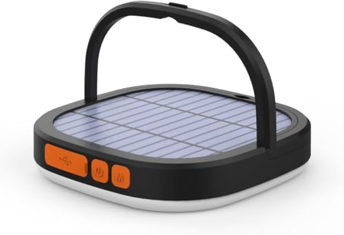 Solar Camping Lantern 5200mAh Rechargeable External Battery Backup IPX5 Waterproof LED Tent Light with 5 Modes & 90 Foldable Design - Ideal for Camping Home Power Outage Hiking (1)