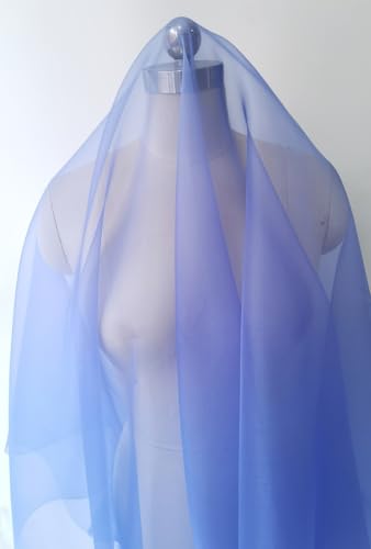 100cm*114cm Sea Blue Mulberry Silk Organza Fabric Tecido Fashion Wedding Dress Evening Gown Silk Fabric Veil Tulle Gauze Lining Material (Sea Blue)