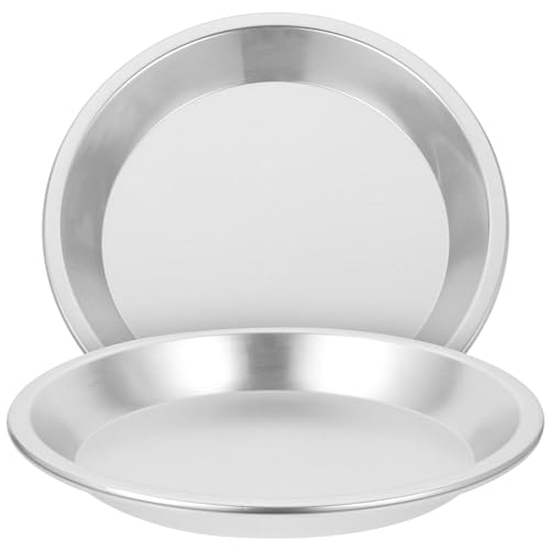 BESPORTBLE 2 Pack Stainless Steel Pizza Pan, 6.4 Inch Pizza Tray Oven Pizza Crisper Pan, Round Pizza Sheet Baking Pan Food Serving Plate for Pie, Cookie, Dishwasher Safe, 16.5X16.5X1.8CM, Silver