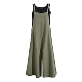 Canbebig Wide Leg Jumpsuits for Women Casual Loose Jumpsuit Summer Breathable Sleeveless Ankle-Length Overalls Boho Bib Pants Green
