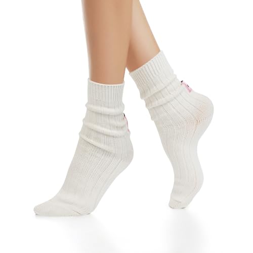 Image of Benefeet Sox Crew Socks for Women Retro Cotton Ribbed Knit Casual Socks Solid Color Athletic Sock