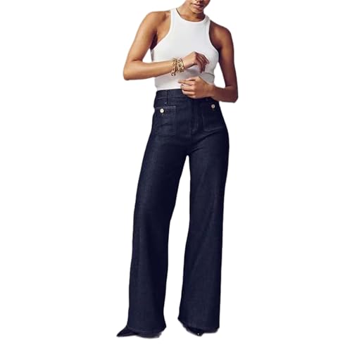 Oprah's Favorite Jeans, Tummy Control Sailor Wide Leg Trouser, High Waisted Cropped Denim Pants, Jeans for Women Trendy
