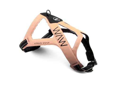 WAW, Ergovest Village, Pettorina Ergonomica per Cani da 2 a 25 kg, Geometria a 3 Fasce, Libertà di Spalle e Ascelle, in Microfibra Ultraleggera, Taglia 2, Camel/Nero