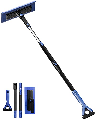 JOYTUTUS 47 Snow Broom and Ice Scraper Extendable Foam Car Snow Brush, Scratch Free, Foam Grip, Auto Window Windshield Snow Removal Brush for Car, SUV, Truck(Blue)