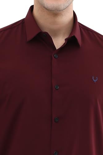 Image of Men Maroon Slim Fit Solid Full Sleeves Casual Shirts
