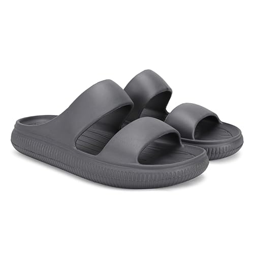 Image of Aqualite Men's Slides Slippers | Slip-On Comfort Flipflop Flat Base, Anti-Skid Sole & Lightweight | Casual Home & Outdoor Sandal for Men