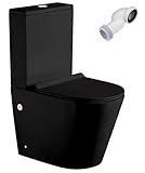 Wc Inodoro Completo Redondo Negro Mate | Inodoro Tanque Bajo con Cisterna y...