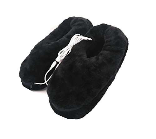 USB Heated Foot Warmers Heat Slippers Heating Pad for Feet Keep Warm Cold Relief (Black-1)