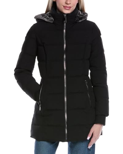 Nautica Women's Puffer with Vestie and Faux Fur Trim