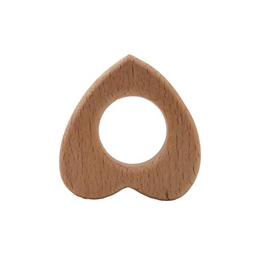 Image of 10pcs Organic Wood Heart Children's Toys Pure Natural Animal Shape Beech Wooden Handmade Grasping Pattern DIY Beading Chain Pendant