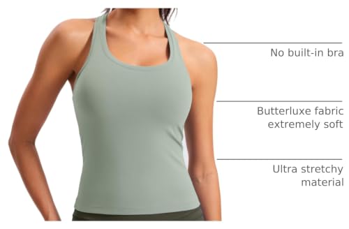Image of CRZ YOGA Butterluxe Racerback Tank Waist Length | Yoga, Extremely Soft, Tight Fit, Scoop Neck, Sleeveless Tops for Women