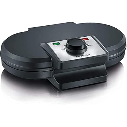 SEVERIN Duo-Waffeleisen, antihaftbeschichtetes Doppelwaffeleisen für zwei klassische Herzwaffeln, Herzwaffeleisen im Slim-Design, ca. 1.200 W Leistung, schwarz, WA 2106
