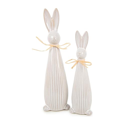 Figurines lapins de Pâques en porcelaine, 2 pièces: figurine lapin de Pâques moderne, décoration de lapin, déco printemps élégante, décoration table...