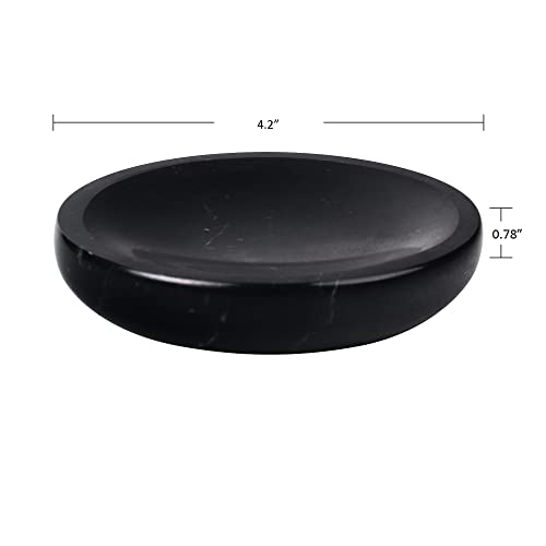 Worhe Soap Dish True Natural Marble Holder For Bathroom Tub Shower Kitchen Sink Handcraft Nero Marquina Marble Round Soap Gift For Christmas Birthday Anniversary Tray Case Color Black (Dl007) #TOP2