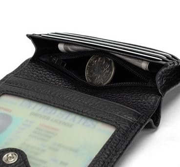 Vintage Genuine Leather Wallet for Men Cowhide RFID Blocking Multiple Card Slots Slim Design (Black)4