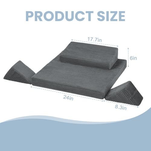 Meditation Cushion, Meditation Pillow for Sitting on Floor, Large Yoga Zabuton Pillows Washable, Zafu Set with 2 Knee Supports, 3 Shapes for Comfortable Sitting, Dark Grey - Image 6