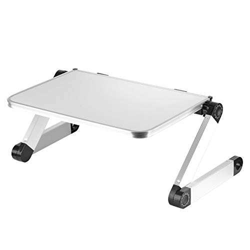 Laptop Table Stand Adjustable Portable Bed Computer Holder Desk Foldable Tray Aluminum Alloy for Lap Notebook Reading Couch (White)