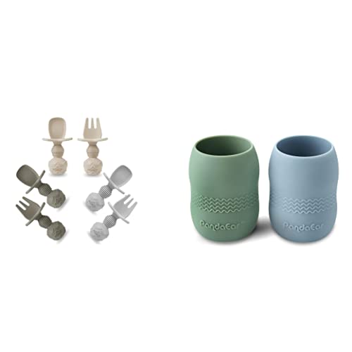 Image of PandaEar 6 Pack Silicone Baby Spoons and Fork & 2 Cup