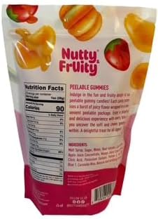 Nutty Fruity Peel'd Tangerine, Strawberry, & Mango Peelable Gummies- Individual Wrapped, 20oz Resealable Bag