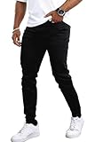 GINGTTO Skinny Jeans Men Black Slim Fit Stretch Waist Tapered Leg Fashion 34×32