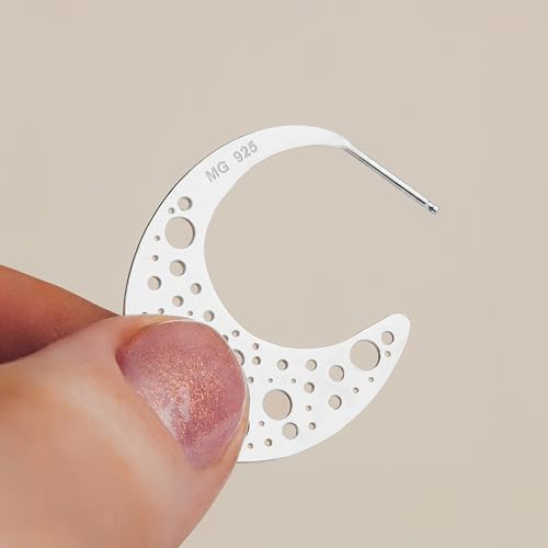 Nebula Hoop Earrings | Sterling Silver Large Big Geometric Cut Out Galaxy Star Night Sky Constellation Earrings | Perfect Gift for Her3