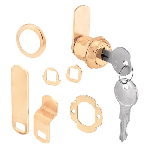Prime-Line U 9942 Drawer and Cabinet Lock, 5/8 in., Brass Finish