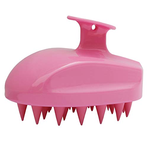 ASAKAA Hair Shampoo Brush,Hair Scalp Massager Shampoo Brush,Manual Head Scalp Massage Brush for Wet and Dry,Soft Silicone Bristles Care for The Scalp,Promote Hair Growth(Pink)