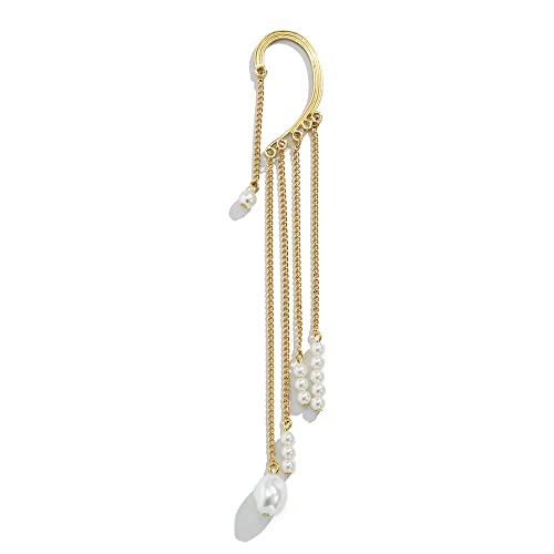Minzaos Bethynas Bohemian Long Pearl Tassel Ear Cuff Non Piercing Retro Punk Chain Dangle Ear Cl #TOP2