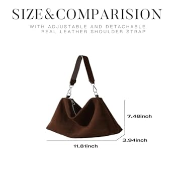 Aoyom Genuine Leather Suede Hobo Bags for Women, New Brown