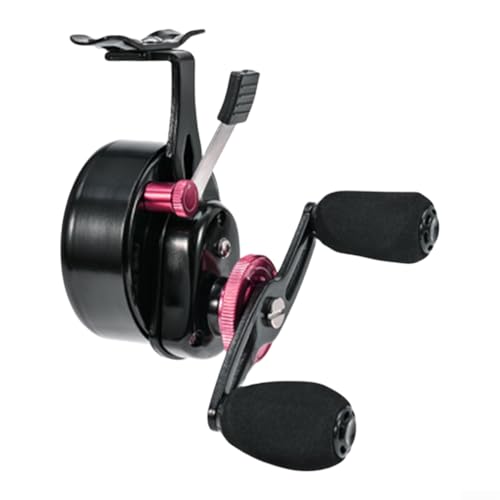 Moulinet de pêche sur glace scellé 3.1:1 noir avec bouton EVA