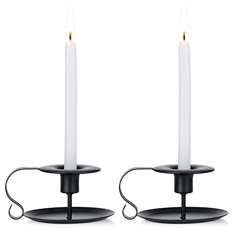 2 Pcs Retro Black Candlestick Holders Cover
