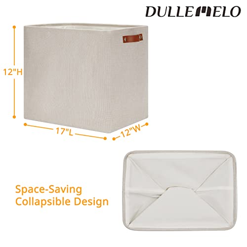 Image of DULLEMELO Fabric Storage Basket, Large Storage Bin for Organization, Closet Storage Bins for Clothes Blankets Nursery Shelves, Collapsible Storage Container Box with Handles(Cream)